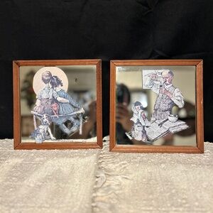 Nostalgic‎ Mirror Art Pair — Moonlit Children & Old‑World Pharmacy Illustration